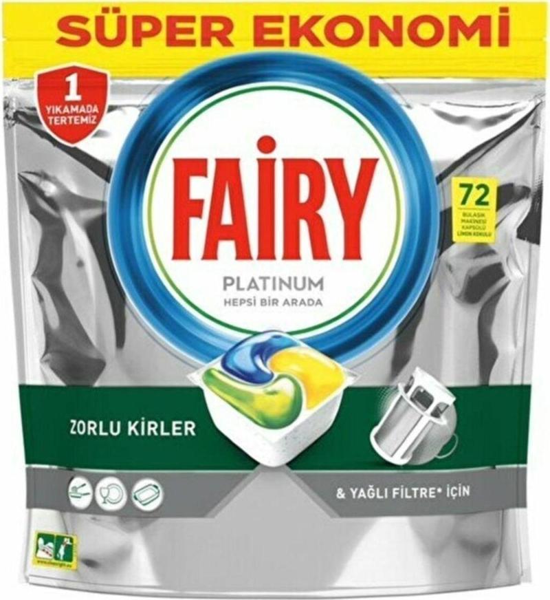Platinum 72 Yıkama Bulaşık Makinesi Deterjanı Kapsülü Limon Kokulu