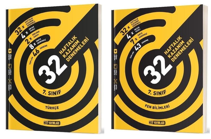 Hız 2025 7. Sınıf Türkçe + Fen Bilimleri 36 Haftalık Deneme Seti 2 Kitap