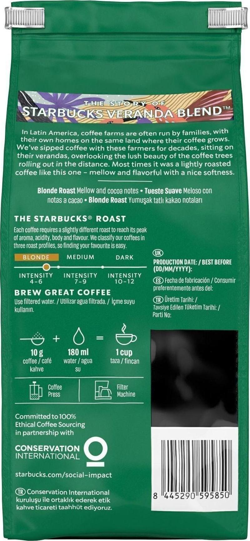 Starbucks Veranda Blend Blonde Roast Öğütülmüş Kahve 200g
