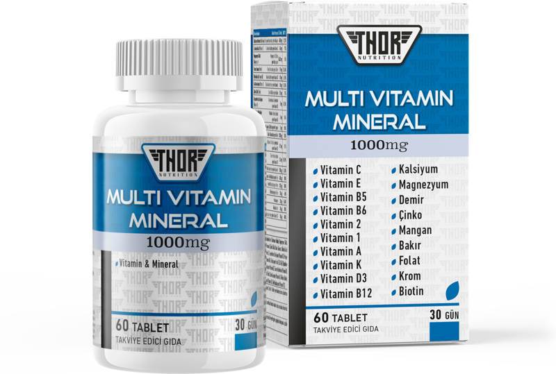 THOR NUTRITION MULTİVİTAMİN MİNERAL 1000 mg 60 Tablet 30 Gün