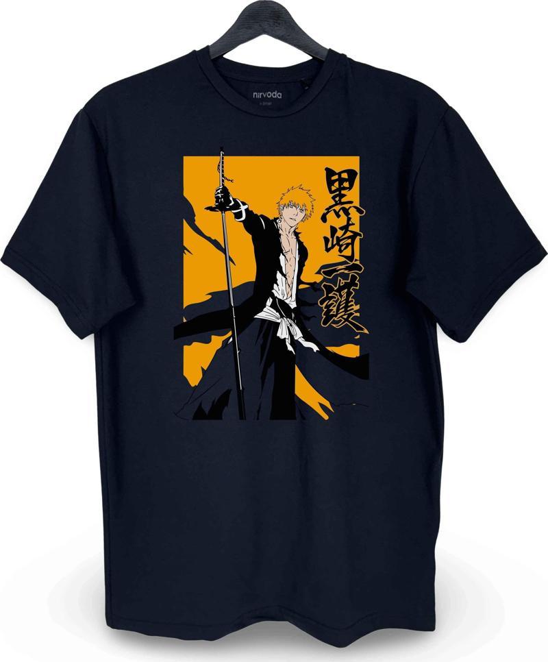 Ichigo Kurosaki Bleach Baskılı Loose Fit Bisiklet Yaka Unisex Tişört Anime Manga