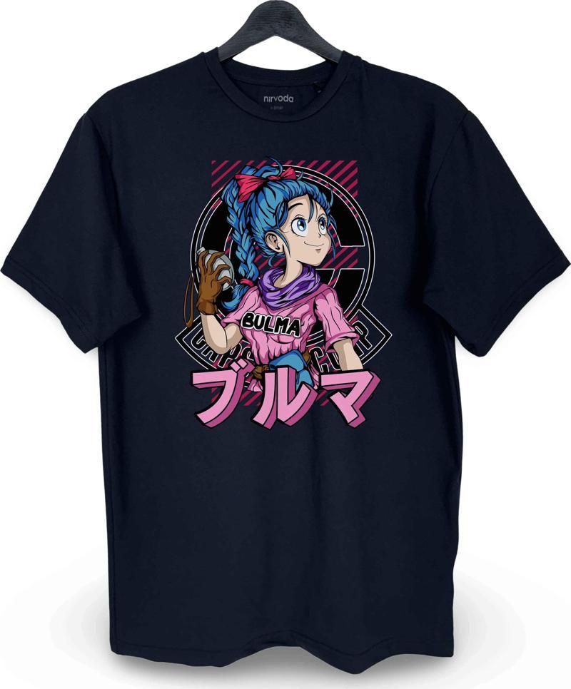 Bulma Dragon Ball Baskılı Loose Fit Bisiklet Yaka Unisex Tişört Anime Manga