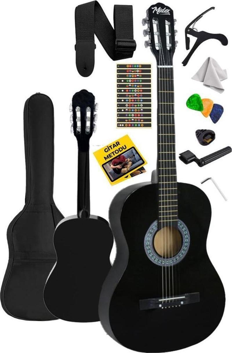 CG-265BK Siyah Klasik Gitar 4/4 Yetişkin Boy Sap Ayarlı Full Set