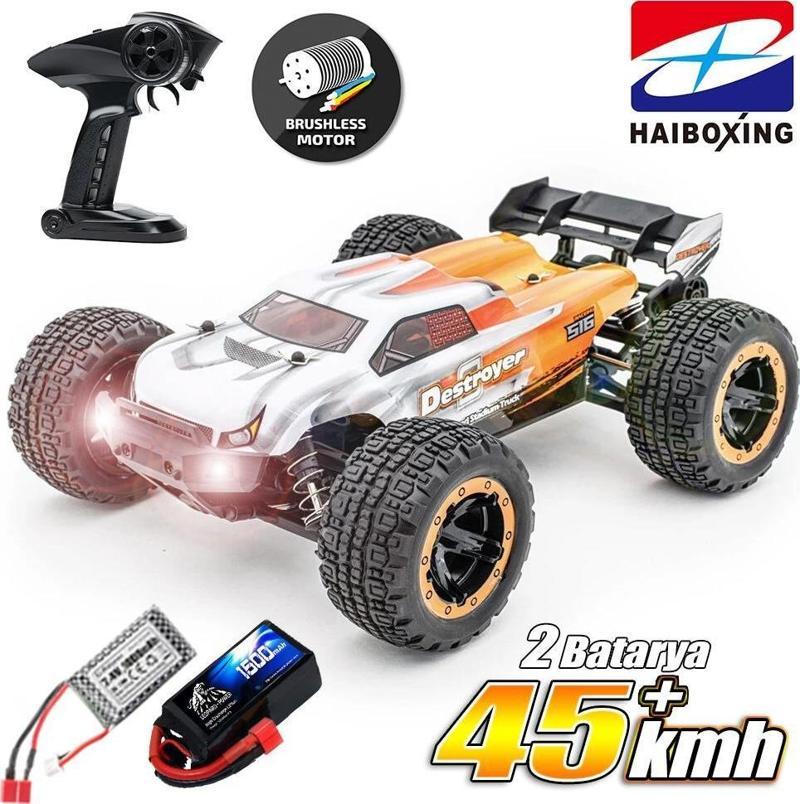 HAIBOXING RC 1/16 Destroyer 45KM+Sürat RC Model Araba RTR Elektrikli 4WD Brushless (Turuncu)+1500mAh 7.4V2S Lipo Batarya