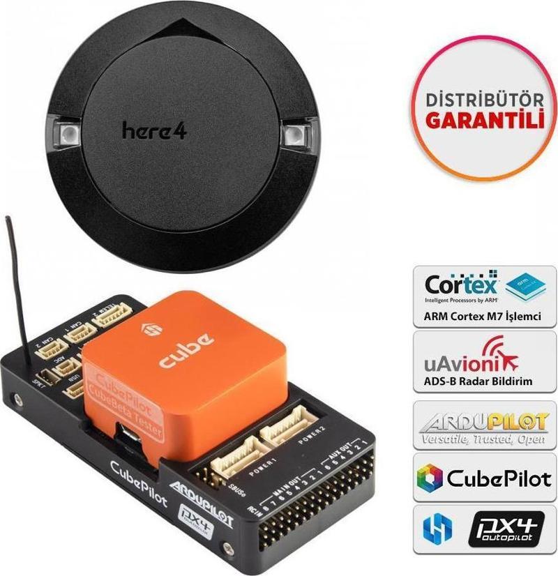 CubePilot The Cube Orange Standard Set Otopilot Sistemi ADS-B Carrier Board+Pixhawk HERE4 Multiband RTK GPS/GNSS