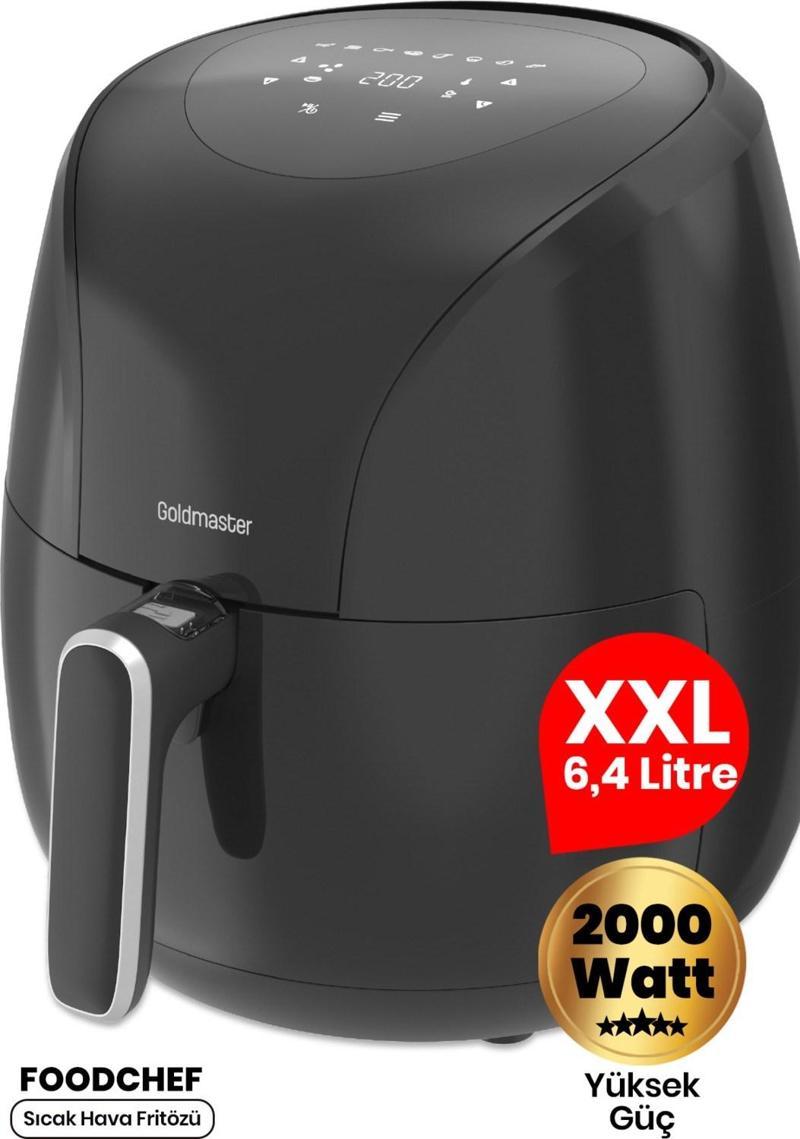 Foodchef 2000 Watt Yüksek Güç 6,4 Litre Geniş Xxl Dokunmatik Airfryer Yağsız Sıcak Hava F