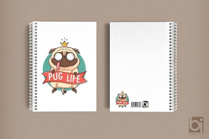 Pug Life Kral Köpek A5 Çizgisiz Spiralli Defter Bigelio