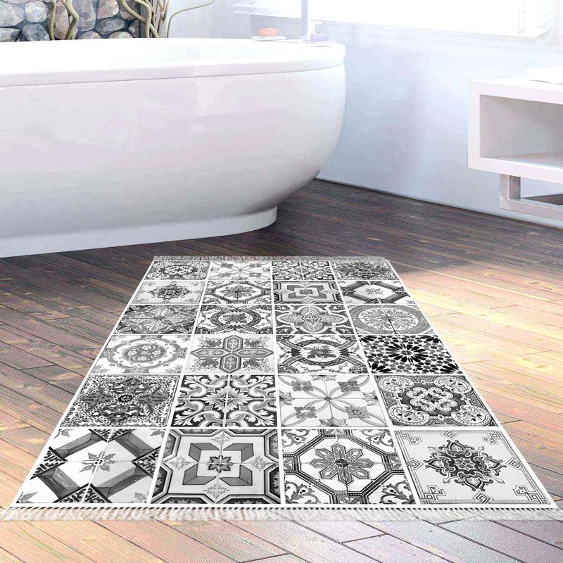 Eko Trend DJT Banyo Paspası Yıkanabilir Kaymaz Taban Mu144 Patchwork Kahve