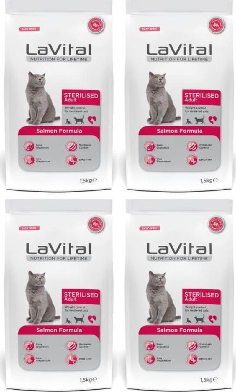 Somon Balıklı Kısırlaştırılmış Kuru Kedi Maması 1.5 Kg*4 Adet