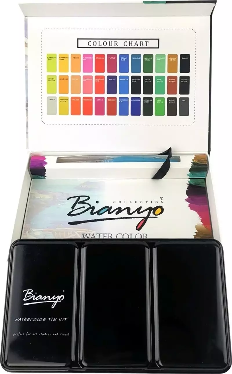 Bianyo Aquarelle 36'lı Tablet Taş Sulu Boya Seti - Karton Kutu