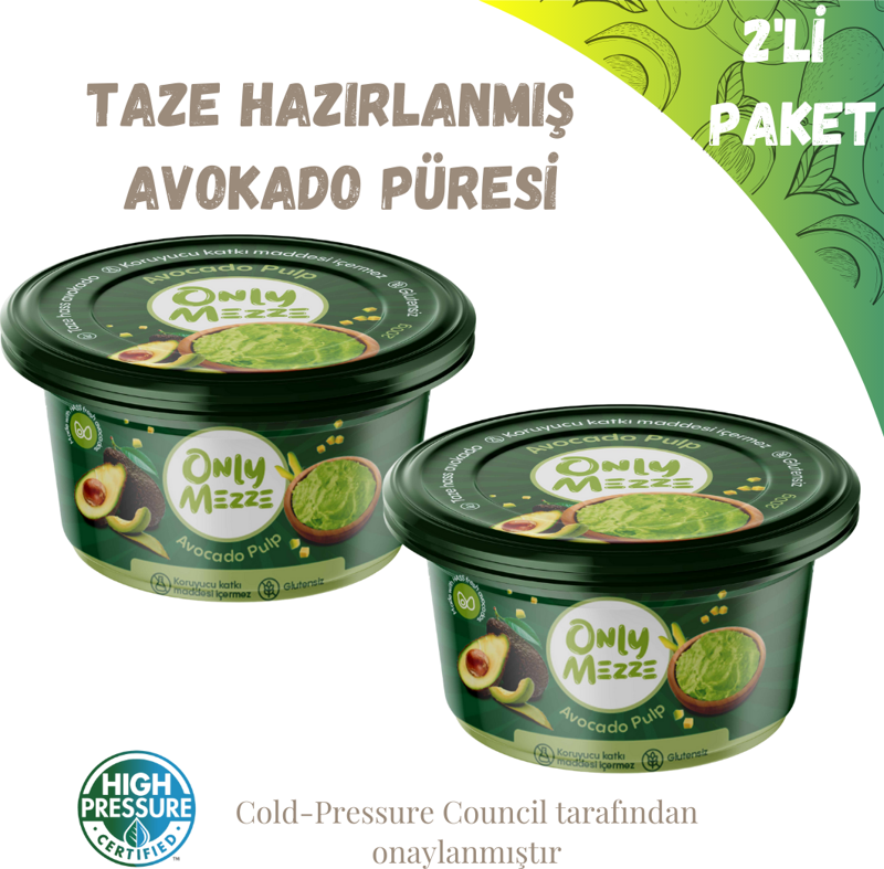 Avokado Püresi Soğuk Sıkım (Cold Pressed) 400gr 2 li Paket