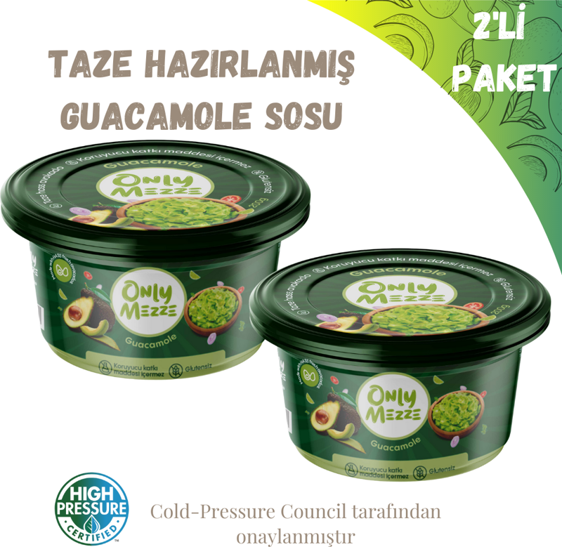 Avokado Guacamole Sosu Soğuk Sıkım (Cold Pressed) 400gr 2'li Paket