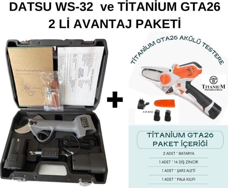 WS32 + Titanium GTA26 Akülü Budama Testere Seti 32mm Makas