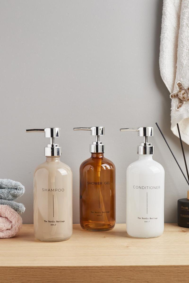 shower banyo duş seti - 3 lü sabunluk şampuanlık seti