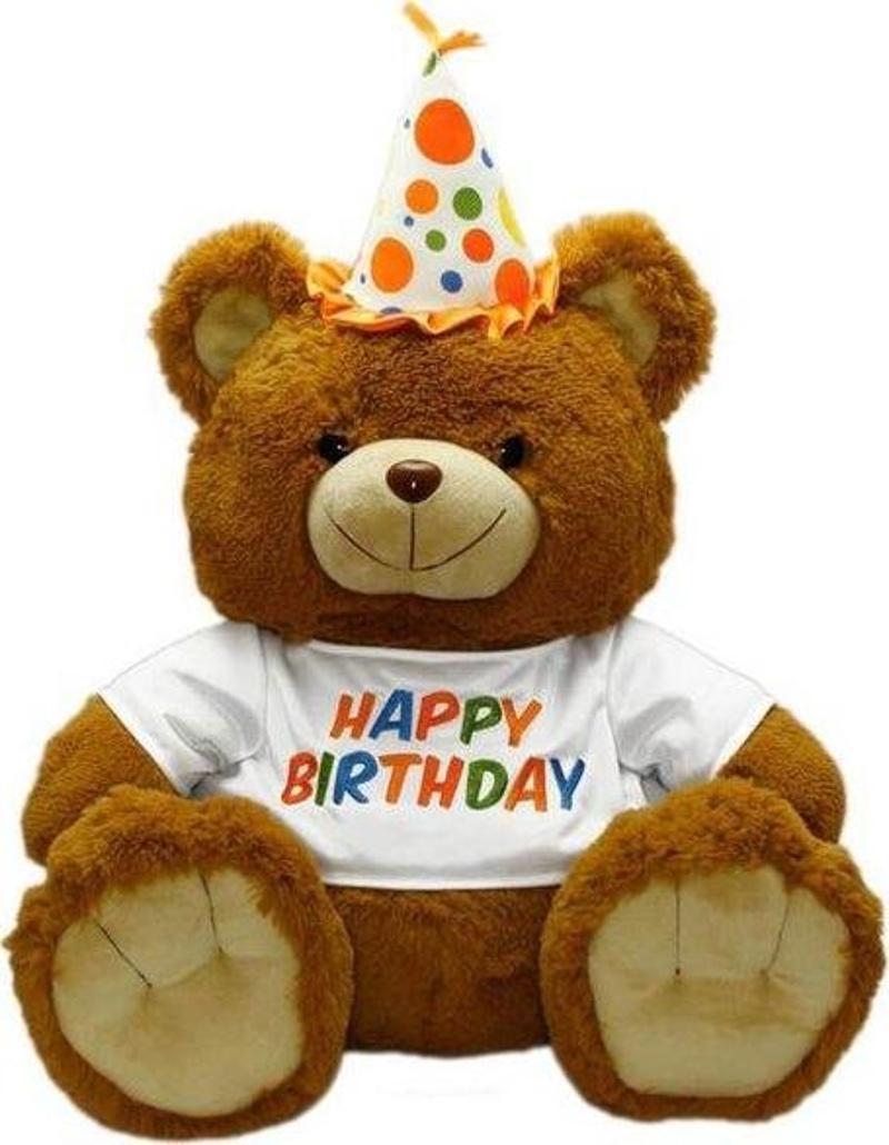 Oturan Happy Birthday Peluş Ayı 60 cm