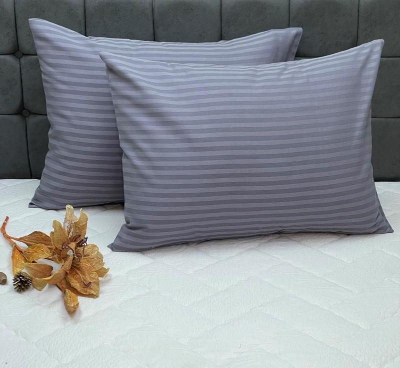 Lüx Otel Tipi Kolay Ütülenebilir Polycotton Saten Yastık Kılıfı 2 Adet - KOYU GRİ