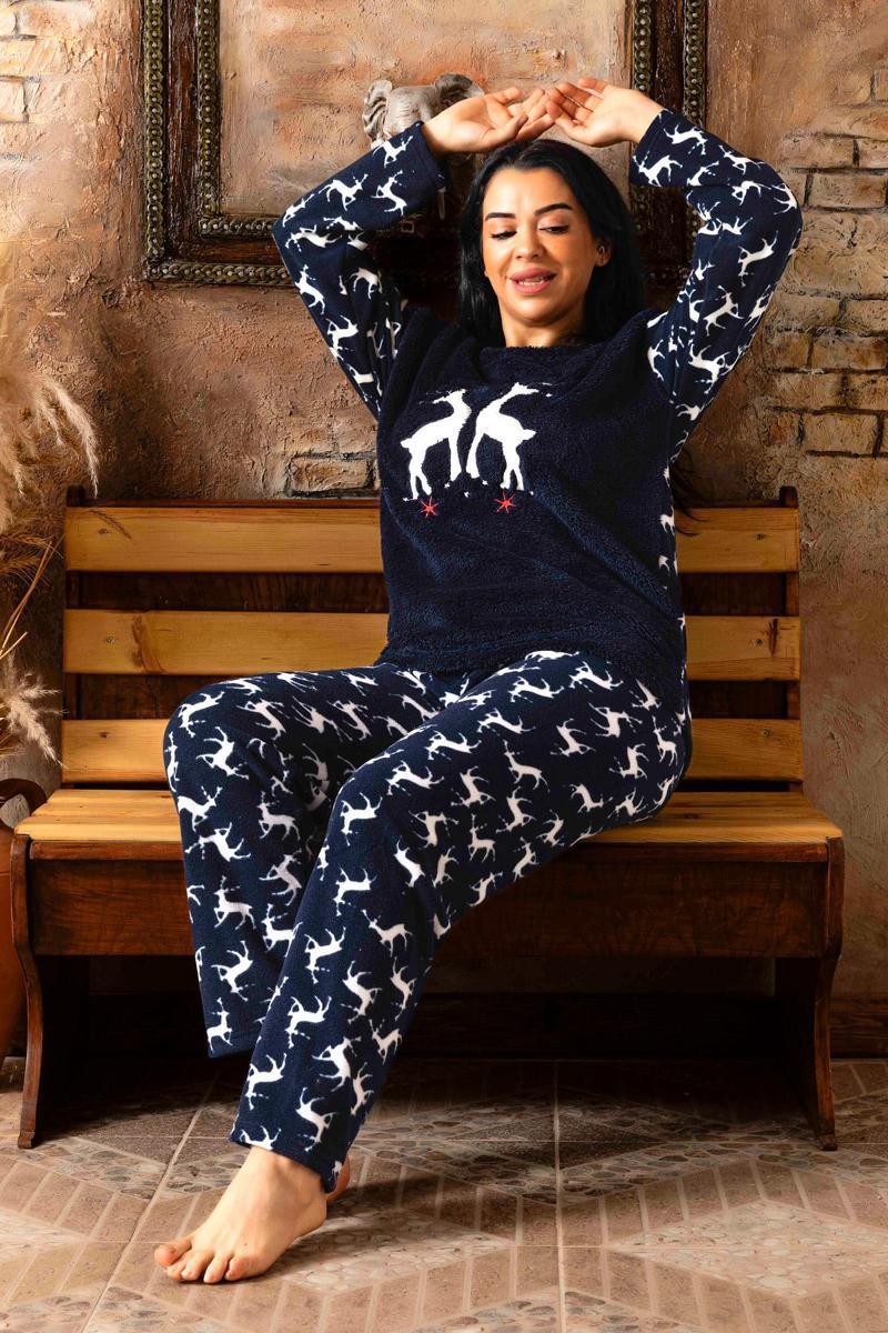 Büyük Beden Kadın Polar Peluş Pijama Takımı