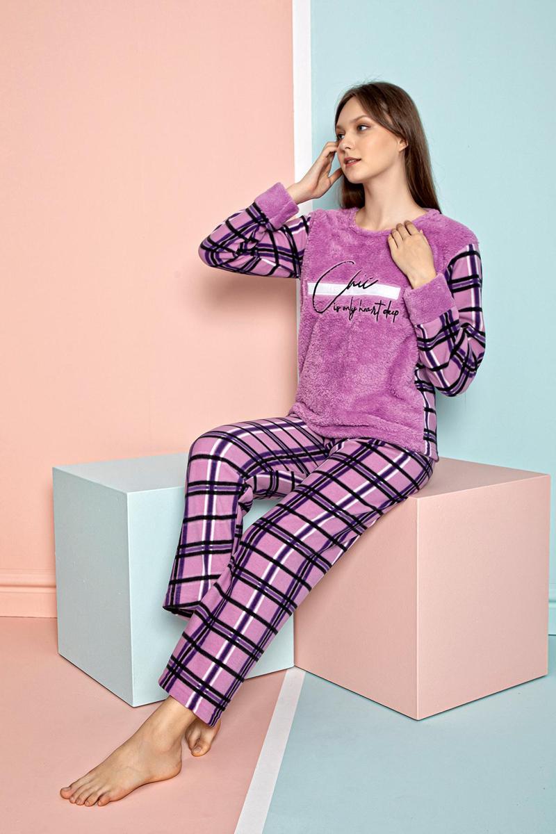 Kışlık Kadın Polar Pijama Takımı - Yılbaşı Pijaması