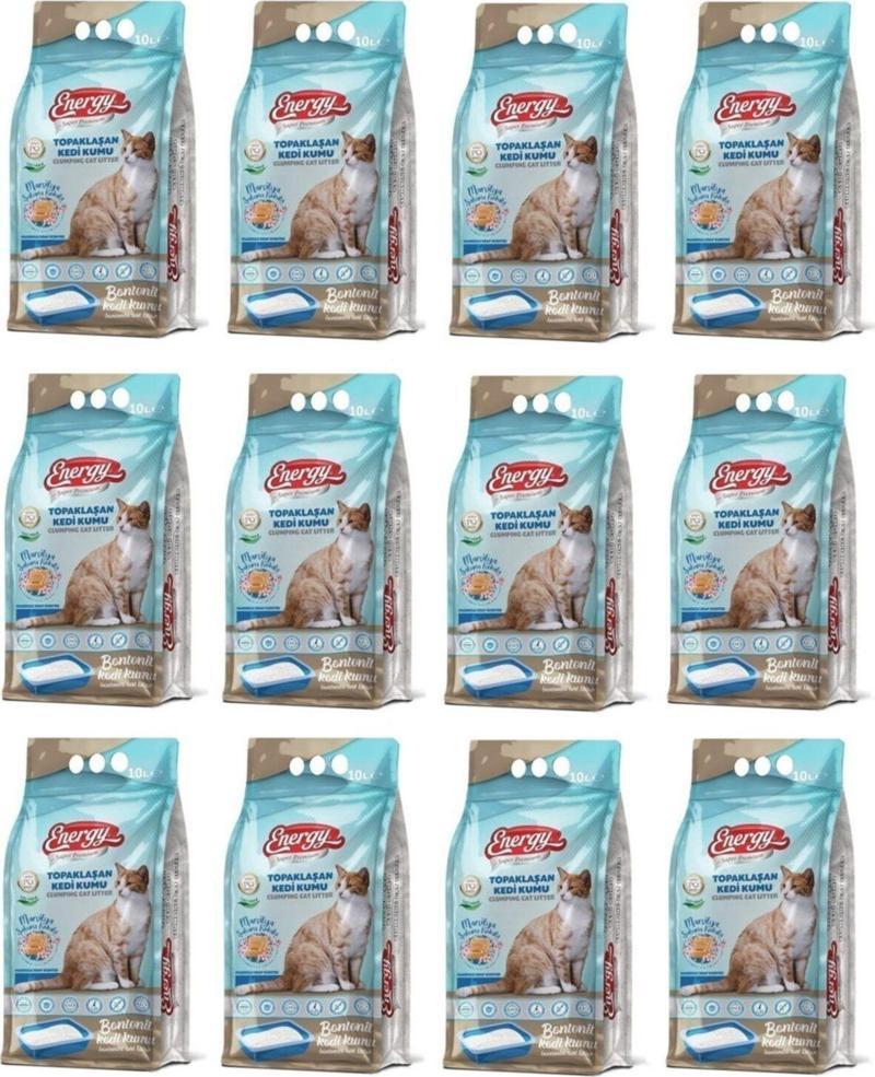 Bentonit Kedi Kumu Marsilya Sabunu Kokulu 10 Lt - 12 Paket - Toplam 120 Lt