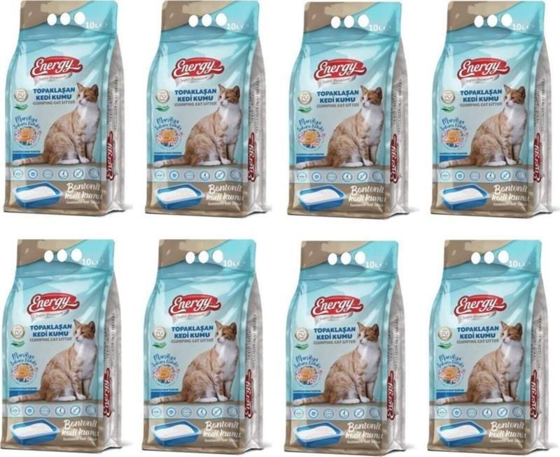 Bentonit Kedi Kumu Marsilya Sabunu Kokulu 10 Lt - 8 Paket - Toplam 80 Lt