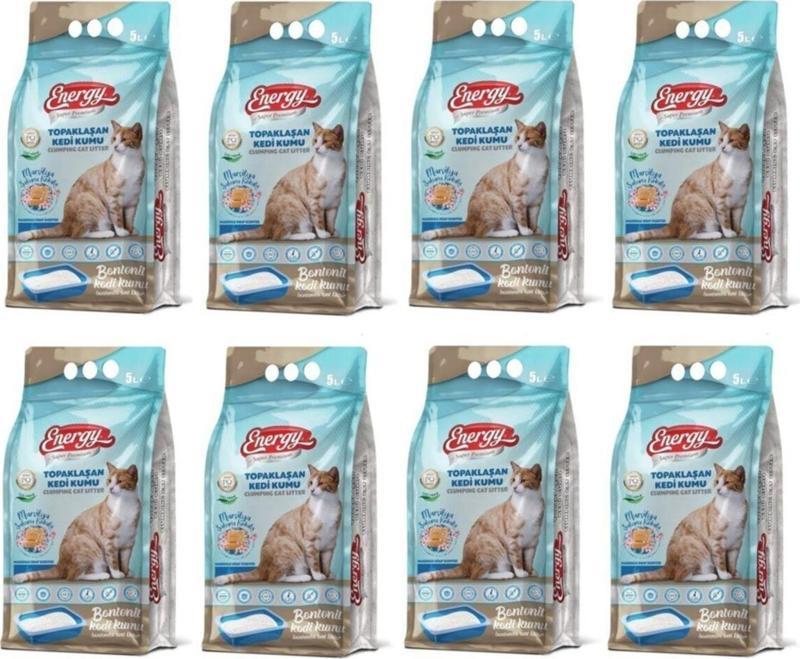 Bentonit Kedi Kumu Marsilya Sabunu Kokulu 5 Lt - 8 Paket - Toplam 40 Lt