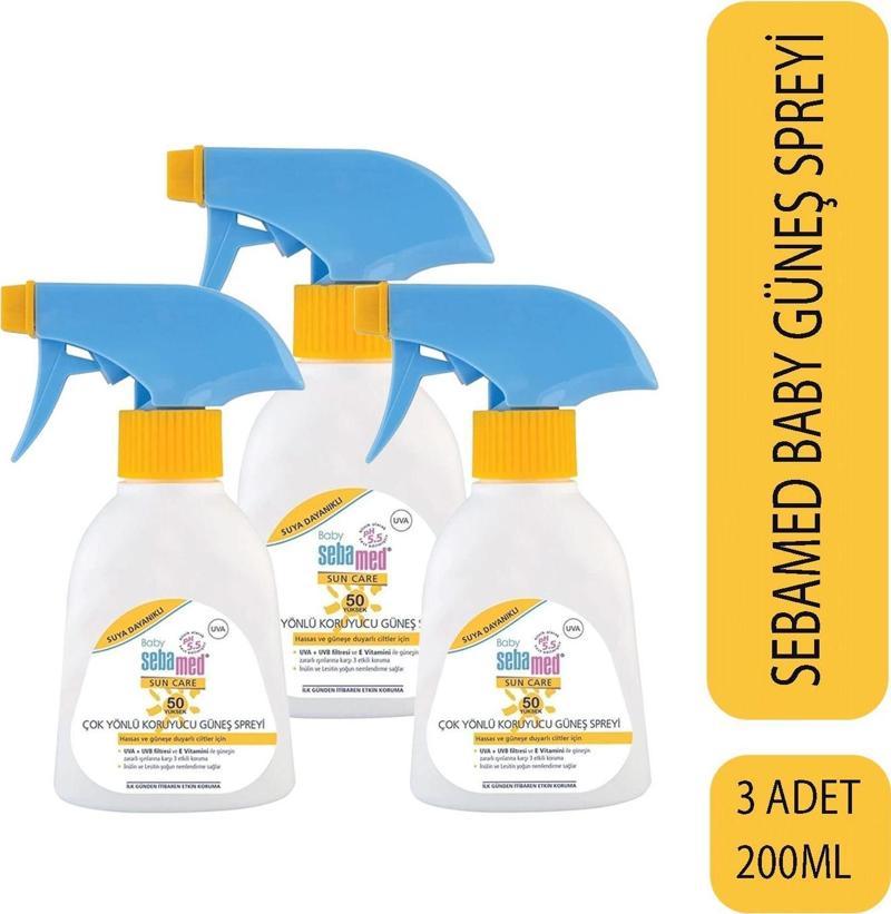 Baby Çok Yönlü Koruyucu Güneş Spreyi SPF50 200 ml 3 Adet