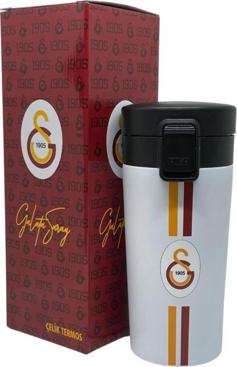 Galatasaray Lisanslı Çift Katlı Paslanmaz Çelik Termos Mug 8 Saat Sıcak Soğuk Hediye Kutulu 400ml 