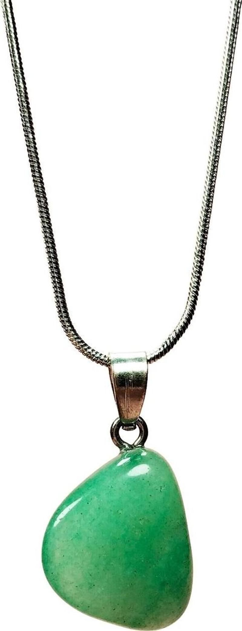 Yeşim Taşı Doğal Taşı Zincirli El Yapımı Kolye Uç: 2 cm Zincir: 20 cm Kutulu