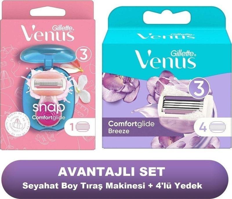 Comfortglide Snap Tıraş Makinesi Seyahat Boy + Comfortglide Breeze 4lü Yedek Tıraş Bıçağı
