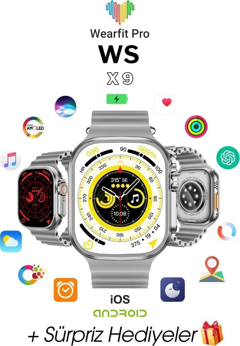 Wearfit Ws X9 7 Kordonlu Akıllı Kol Saati 49 mm Tft Ekran Gri 