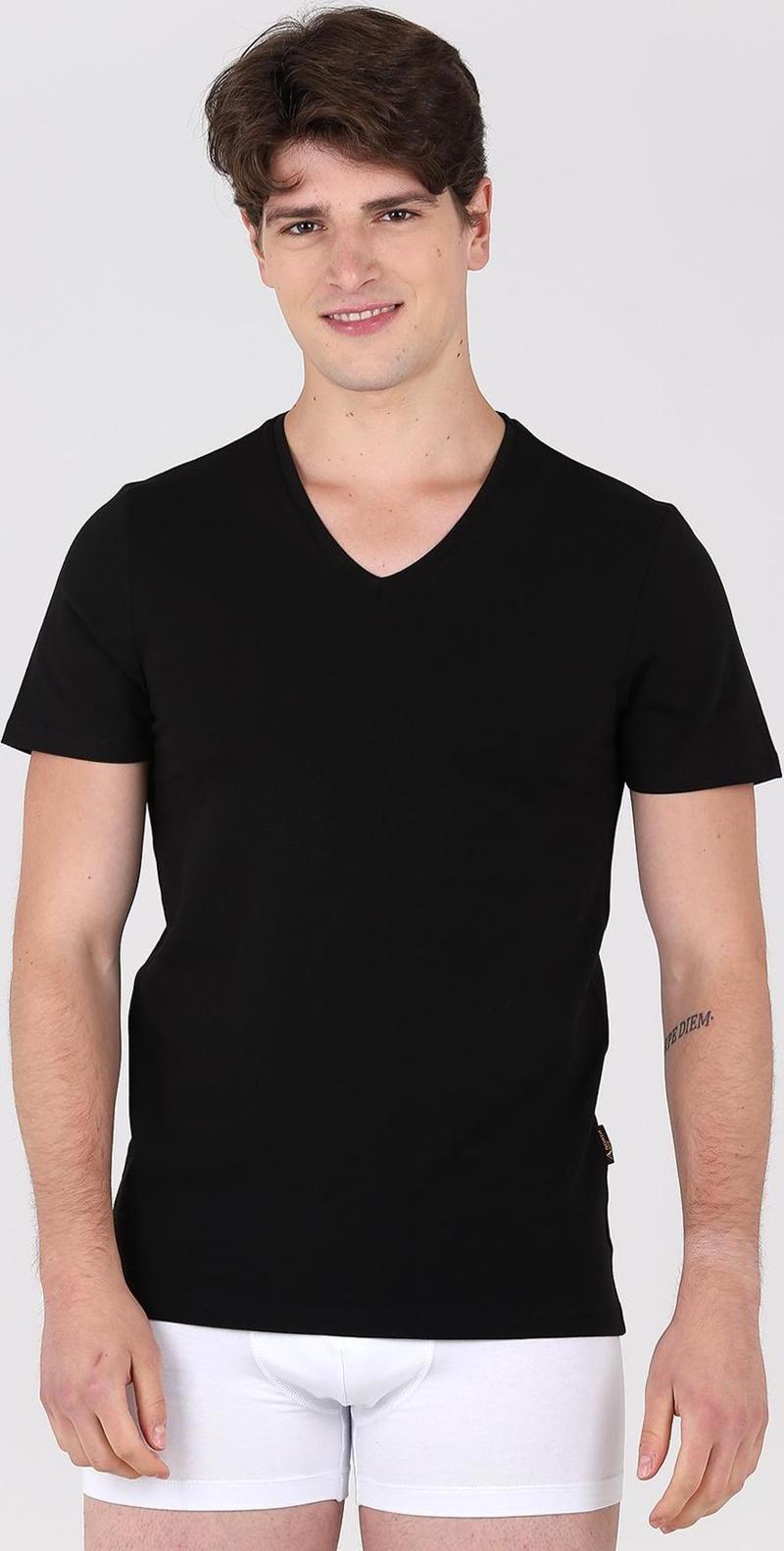 Black Serisi V Yaka T-shirt SİYAH