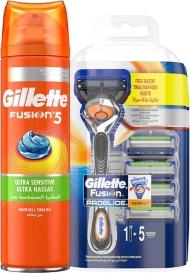 Fusion Proglide Makine + Fusion 5 Tıraş Jeli 200ml + Çanta