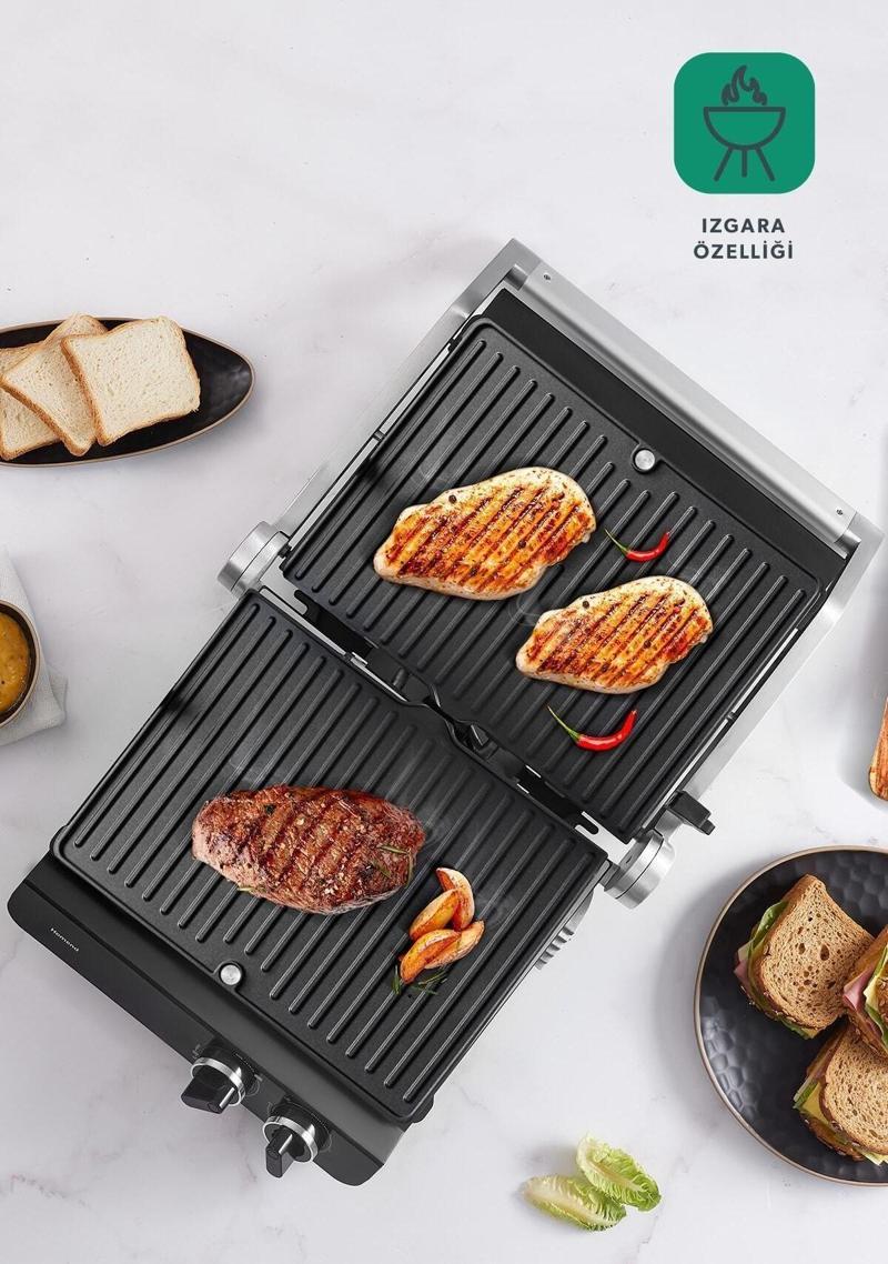 Orginal Grilliant 1342h 3 In 1 Inox Gövde Çift Taraflı Xl Döküm Plaka Tost Ve Izgara Makinesi