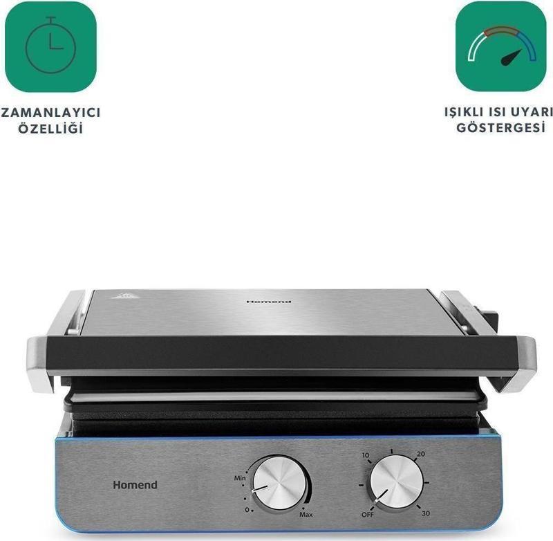 Homend Grilliant 1344H Inox 2000 W Izgara ve Tost Makinesi