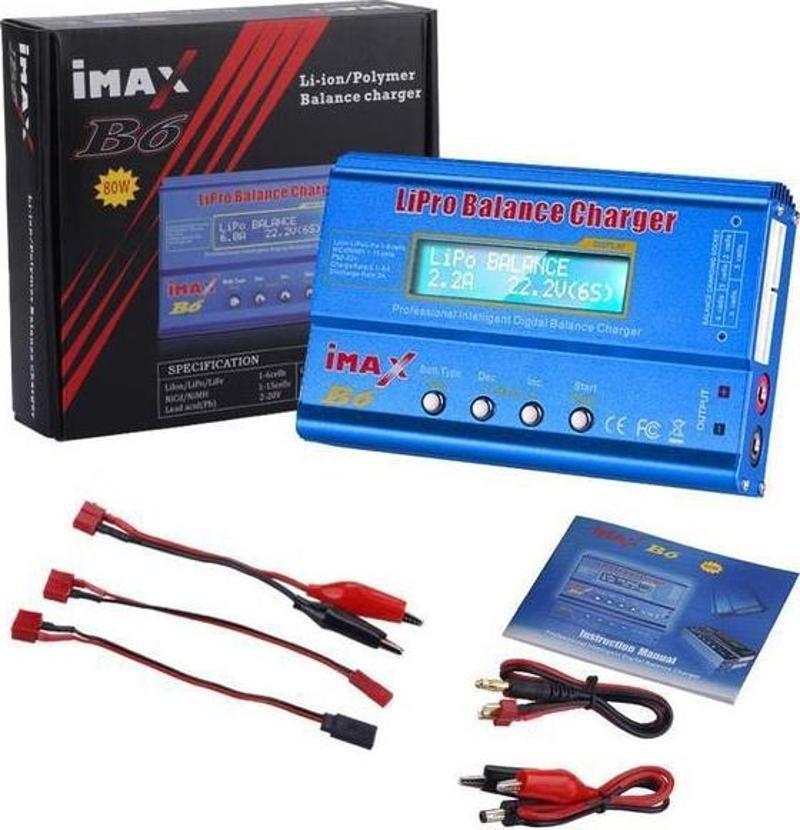 İmax B6 80W Lipo Pil Batarya Şarj Cihazı Digital LCD Ekranlı 6A RC Lipo/Li-ion/NiMh/NiCd (Şarj Adaptörü Dahil Değildir)