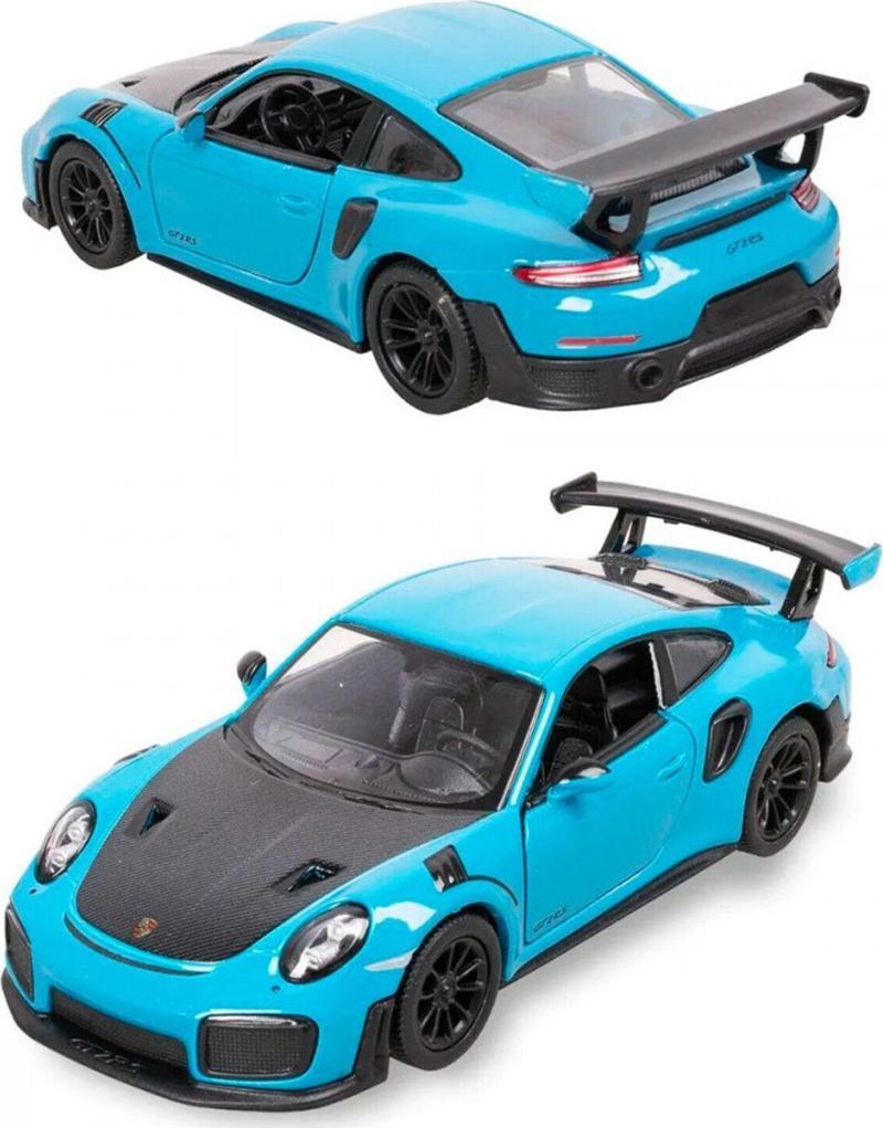 Porsche Gt2 Rs Diecast Çek Bırak Metal Araba 1:34 Ölçek Turkuaz