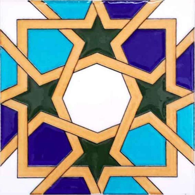 20X20 Cm Sp 86 Tunus Kütahya Cami Çinisi Geometrik Desenli Seramik Çini Karo