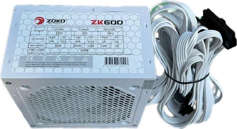 ZK600 Beyaz 600W 12 Cm Fanlı Güç Kaynağı