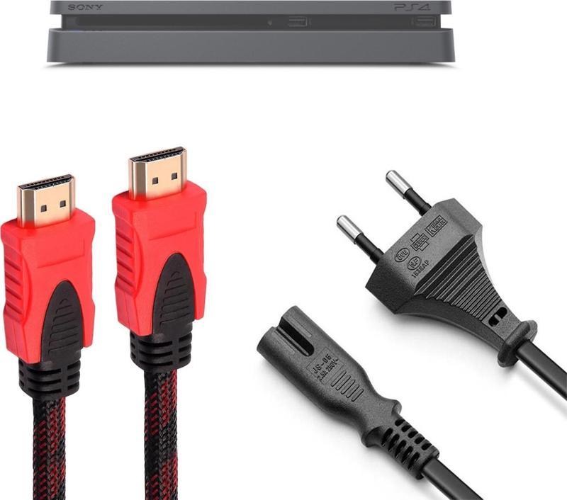 PS4 Slim Güç Kablosu ve Örgülü Hdmi Kablo Set Playstation 4 Aksesuar