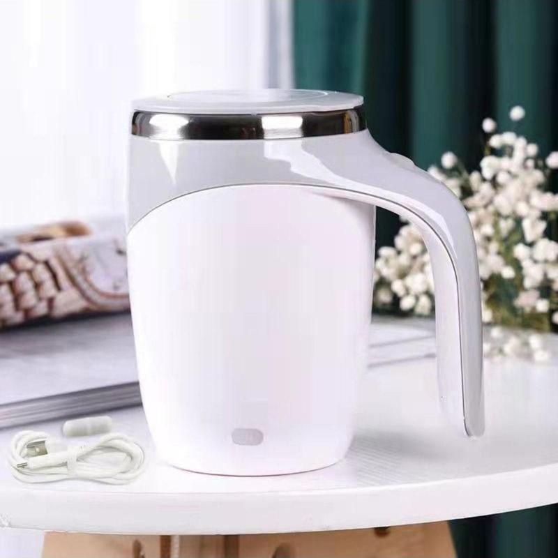 Yeni Nesil Kendi Kendini Karıştıran Self Stirring Mug Mikser Kupa Termos Bardak 380 Ml Beyaz