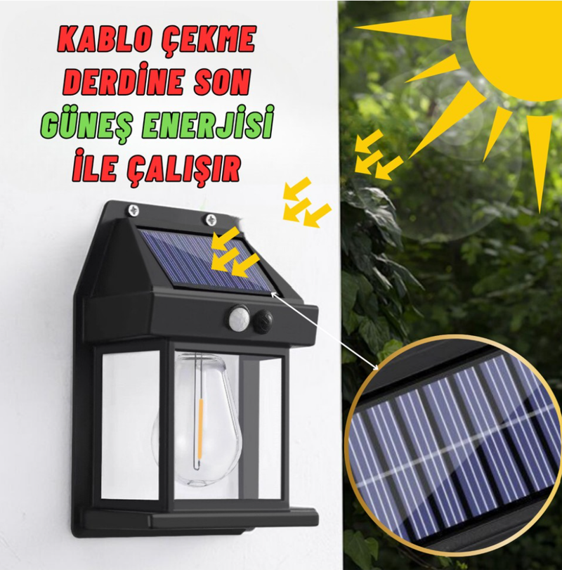 Suya Dayanıklı Hareket Sensörlü Güneş Enerjili Solar LED Dış Mekan Bahçe Lambası