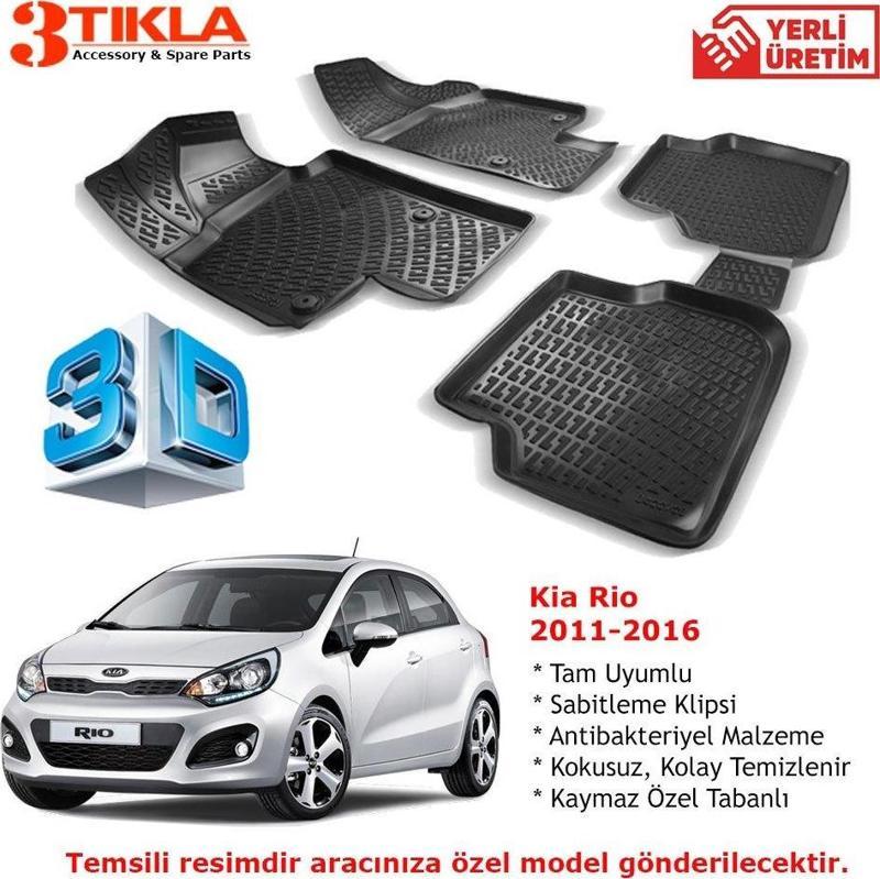 Kia Rio 2011-2016 Premium 3D Havuzlu Paspas Seti