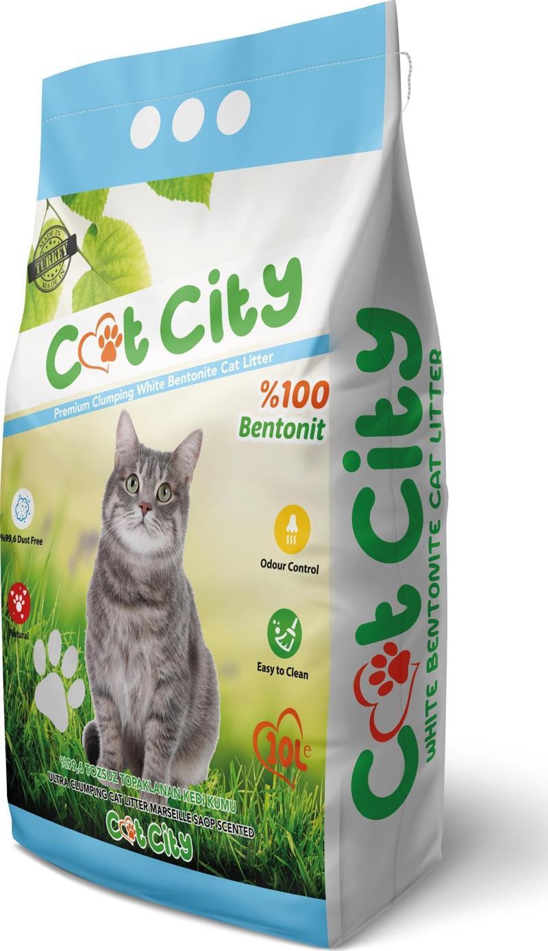 Cat City Doğal Bentonit Topaklanan Kedi Kumu 10 Lt Marsilya Sabunlu