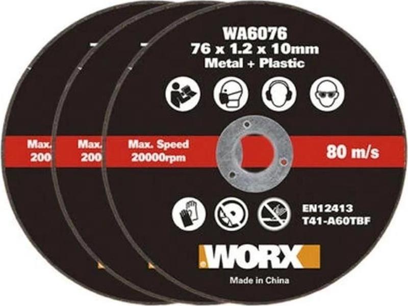 WA6076.3 WX801 İçin 76x10mm 3 Adet Metal ve PVC Kesme Taşı