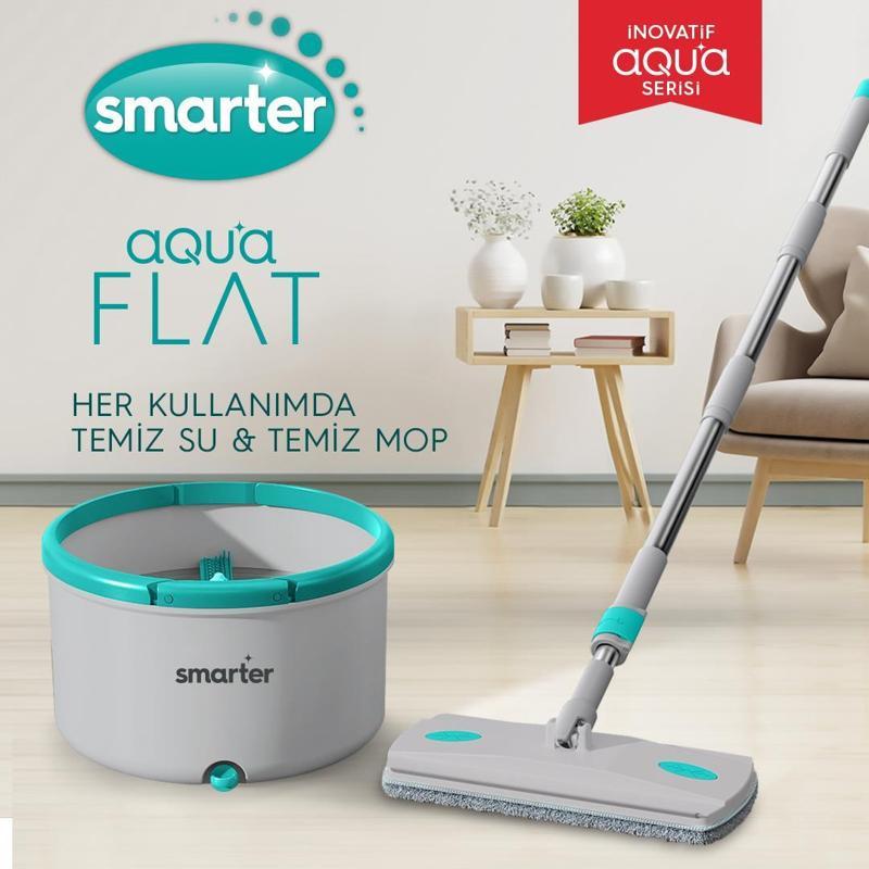 AQUA FLAT TEMİZ VE KİRLİ SUYU AYIRMA ÖZELLİĞİ OTOMATİK TEMİZLİK SETİ TABLET MOP PASPAS