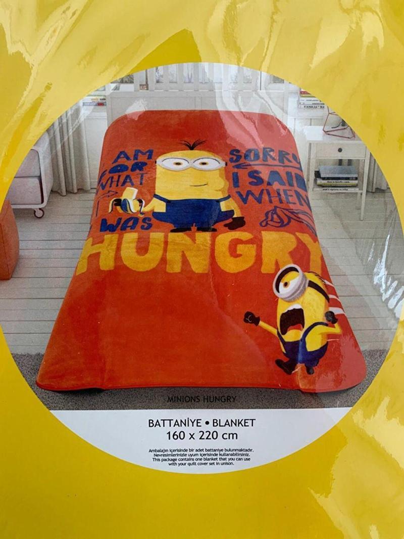 Minions Hungry Lisanslı Tek Kişilik Battaniye