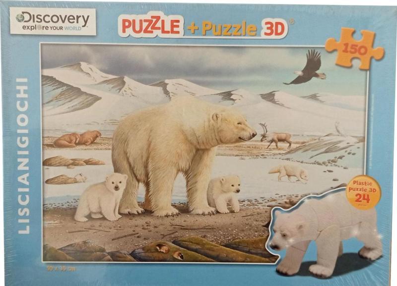 150 Parça Kutup Ayısı Ailesi Discovery Puzzle ve 3D 24 Parça Plastik Pazıl