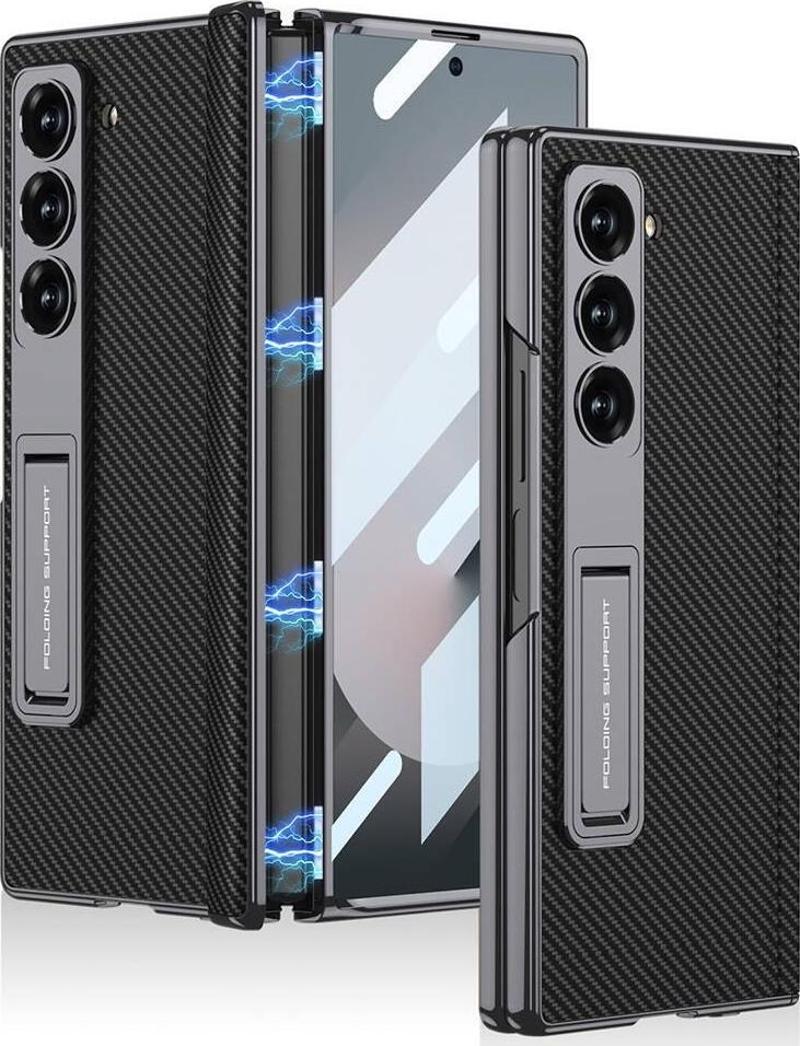 ​Galaxy Z Fold 6 Kılıf Deri Kalem Bölmeli Standlı Kıpta Premium Kılıf