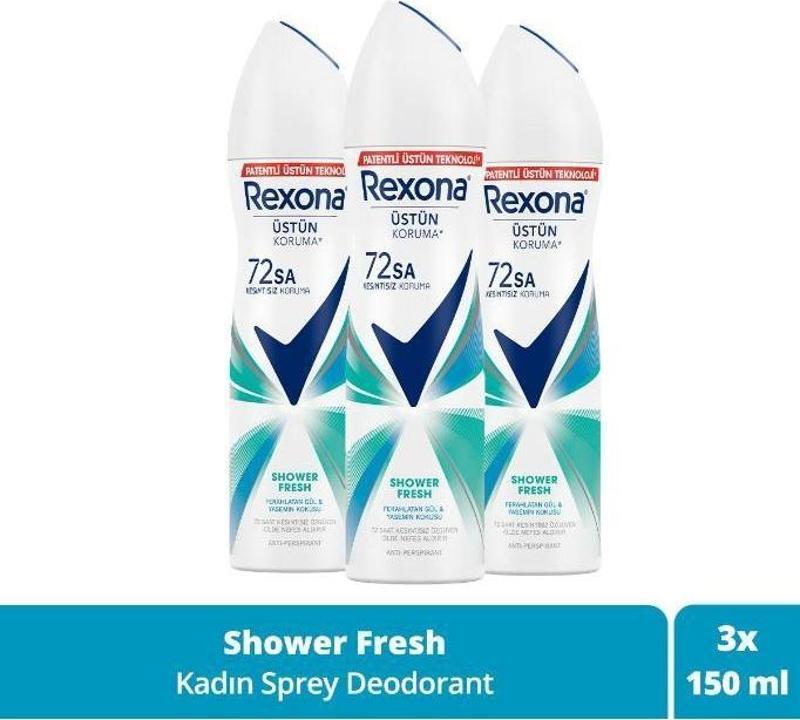 Kadın Sprey Deodorant Shower Fresh 72 Saat Kesintisiz Üstün Koruma 150 Mlx3