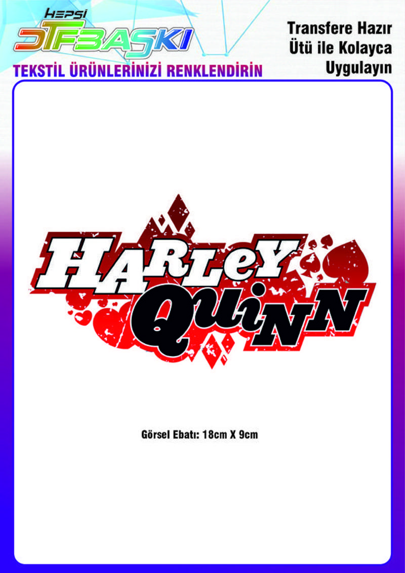 Harley Quinn Logo Ütü ile Yapışan Tekstil DTF Baskı